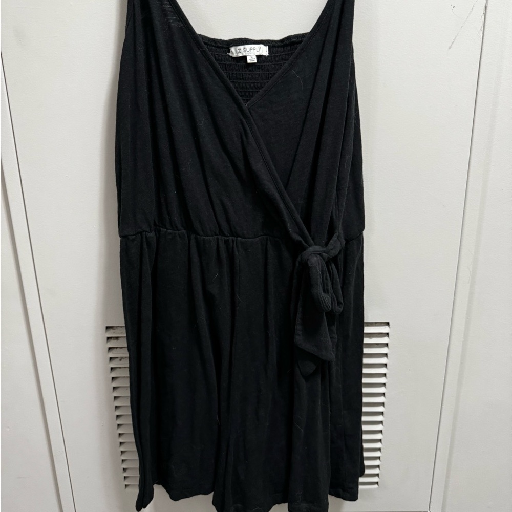 Z Supply Black Ruffled Wrap Mini Dress
